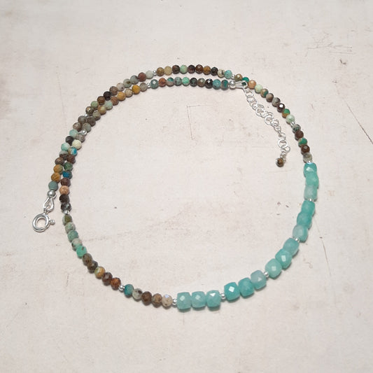 collier turquoise verte amazonite, argent 925, pierres naturelles, bijou apaisant