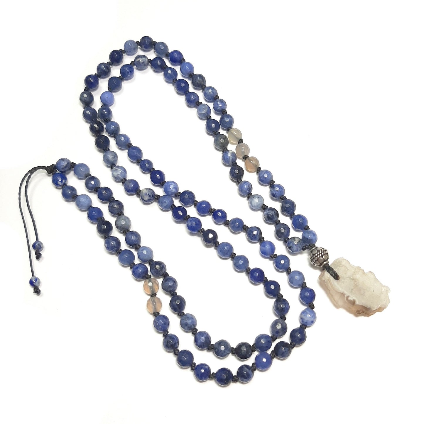 Mala 108 pierres naturelles sodalite agate – outil de méditation artisanal France