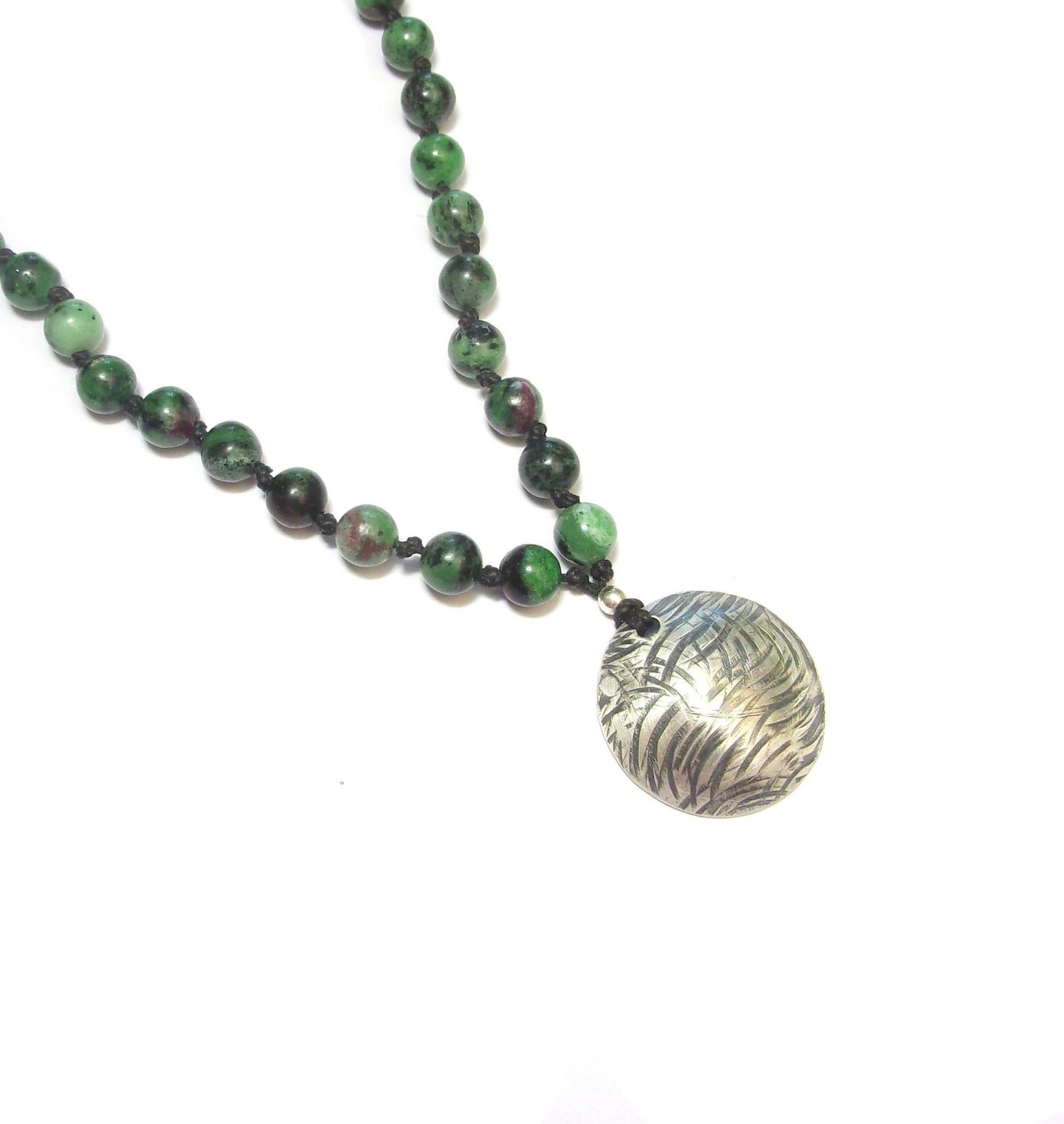 Sautoir Mala Ethnique Zoisite - Pierres Naturelles et Argent 925