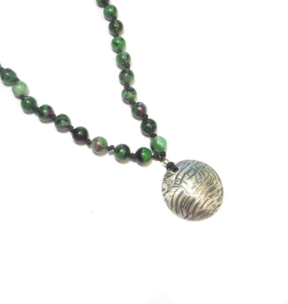 Sautoir Mala Ethnique Zoisite - Pierres Naturelles et Argent 925