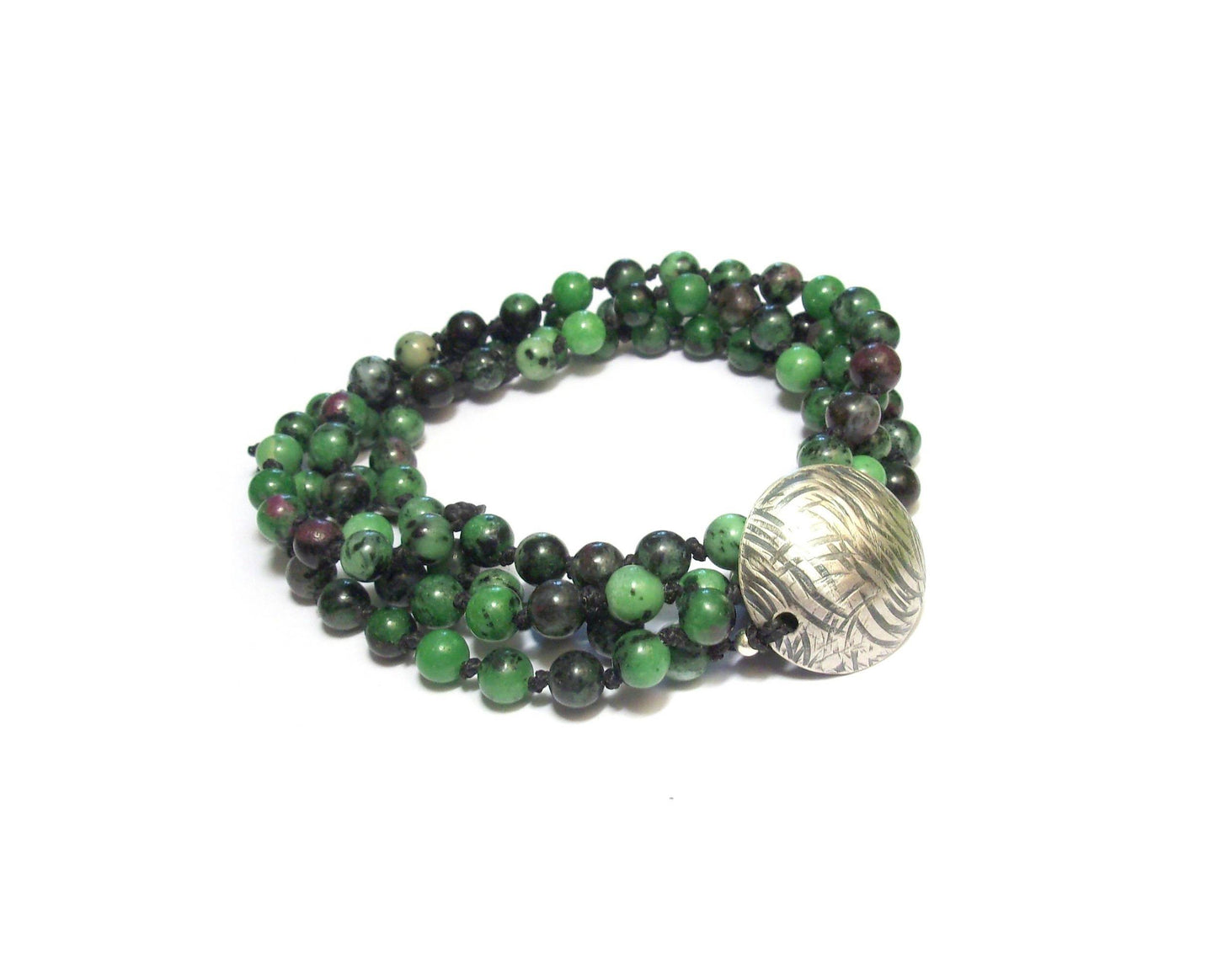 Sautoir Mala Ethnique Zoisite - Pierres Naturelles et Argent 925