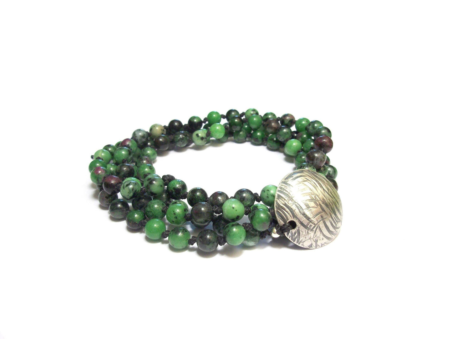 Sautoir Mala Ethnique Zoisite - Pierres Naturelles et Argent 925