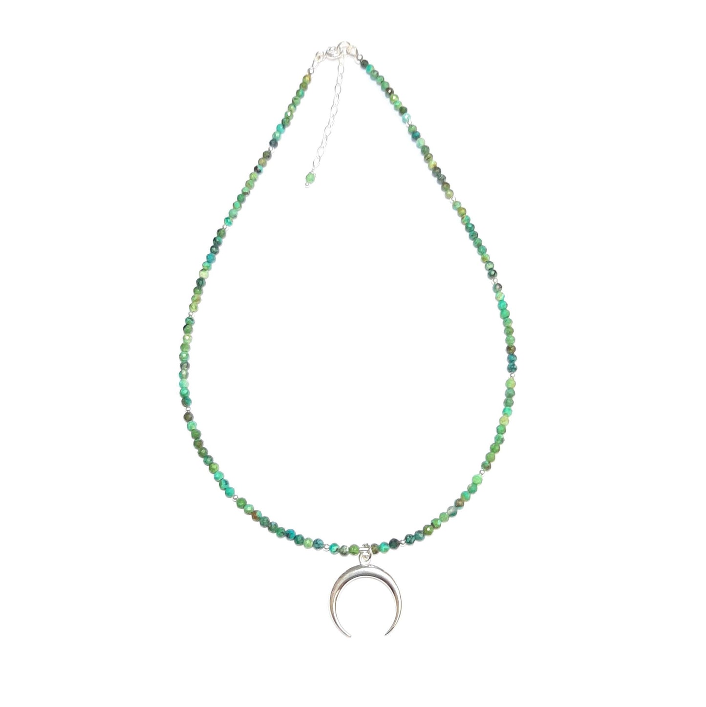 Collier Turquoise Verte et Pendentif Demi Lune