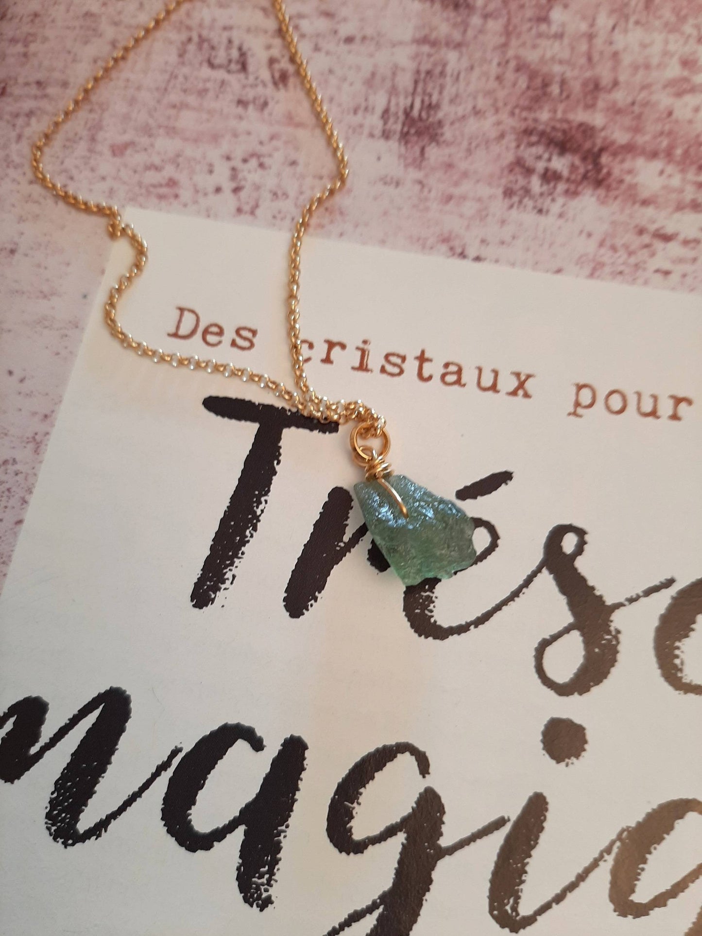 Collier Grenat Vert Argent 925 Doré