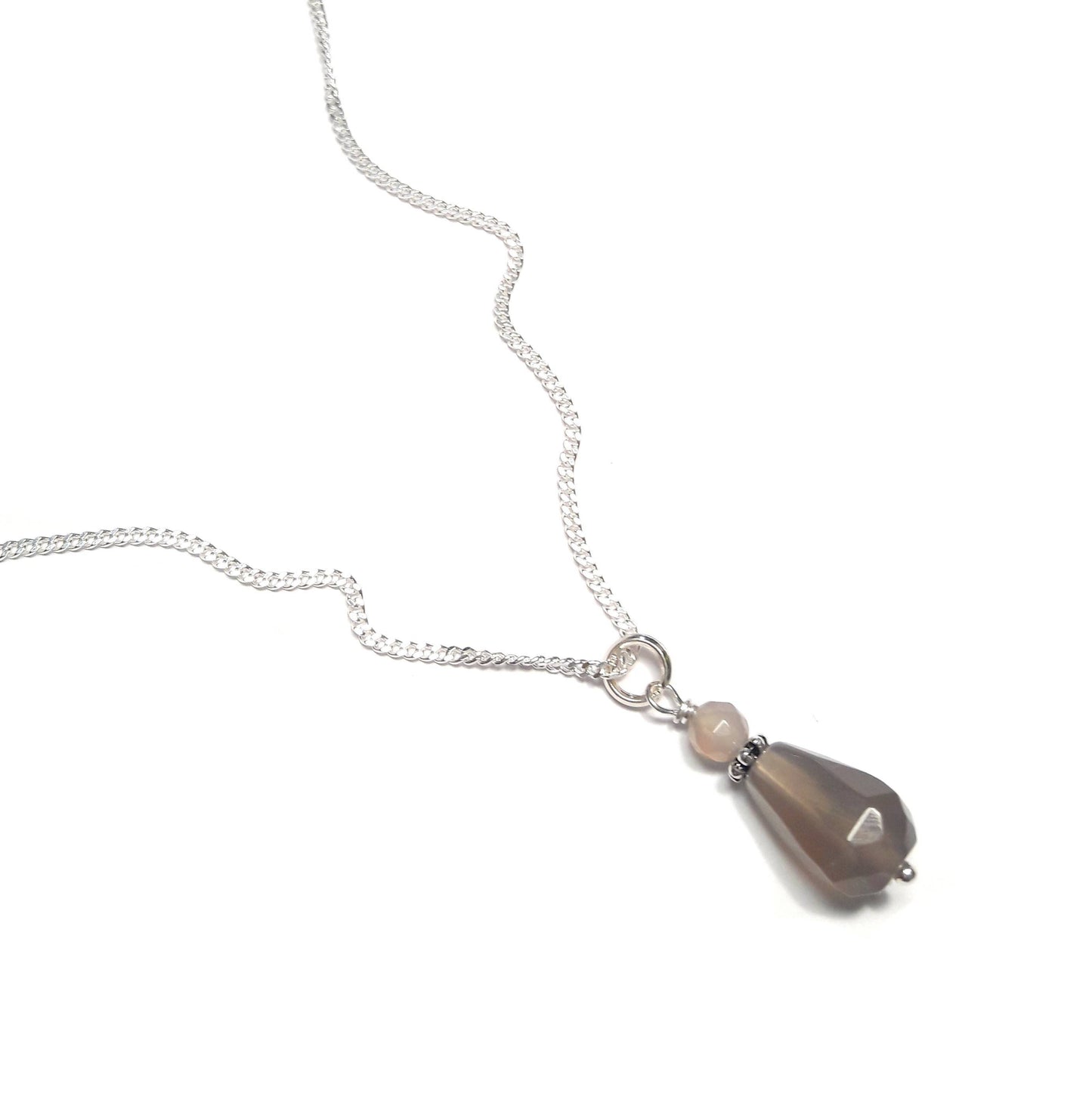 Collier Agate Grise Argent 925 Argent 925