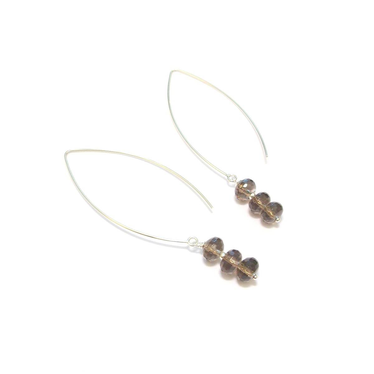 Boucles D'Oreilles en Argent 925 et Quartz Fumé