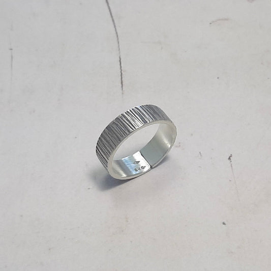 bague unisexe ouverte en argent massif patiné, légèrement réglable