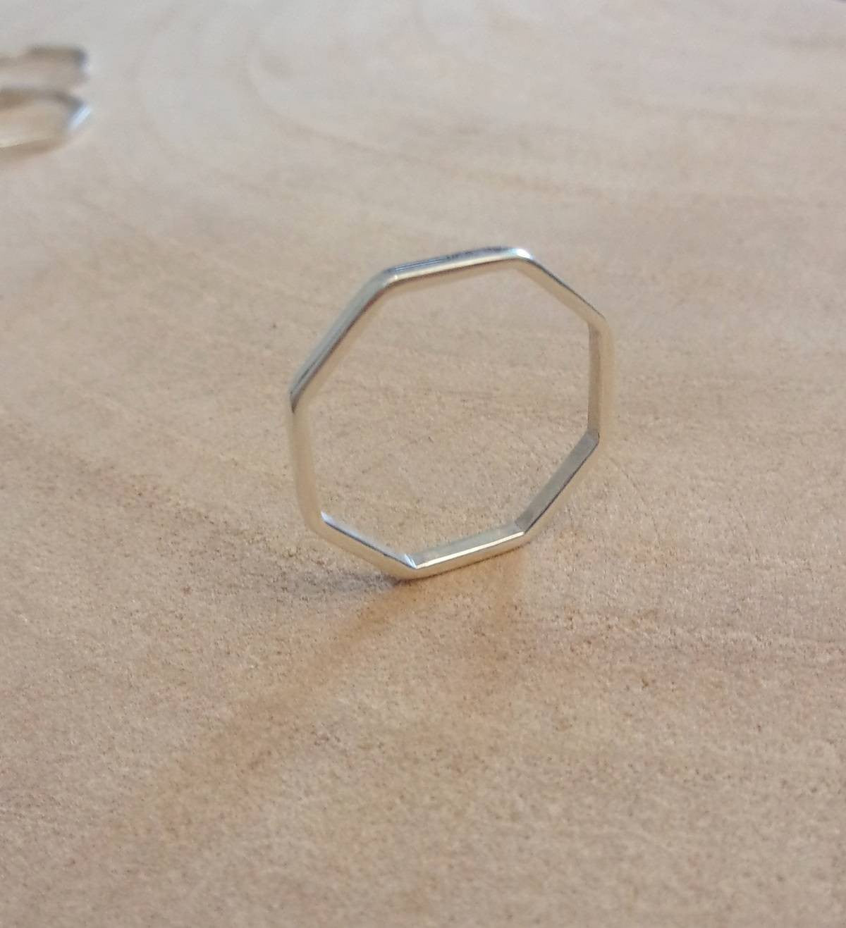 Bague Octogonale en Argent Massif