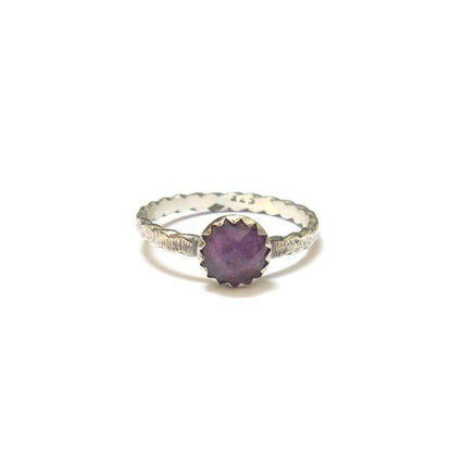 Bague ethnique en argent massif et améthyste, pierres naturelles, fabriqué en France
