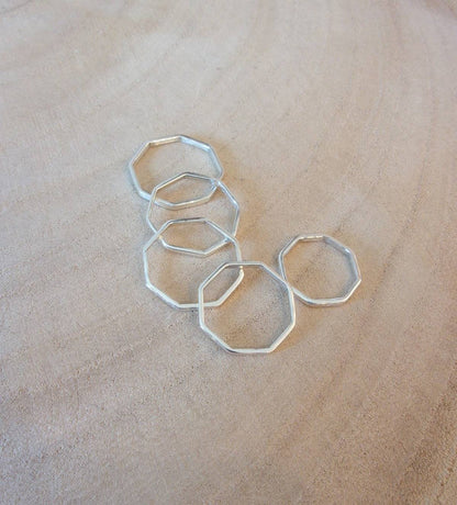 Bague Octogonale en Argent Massif