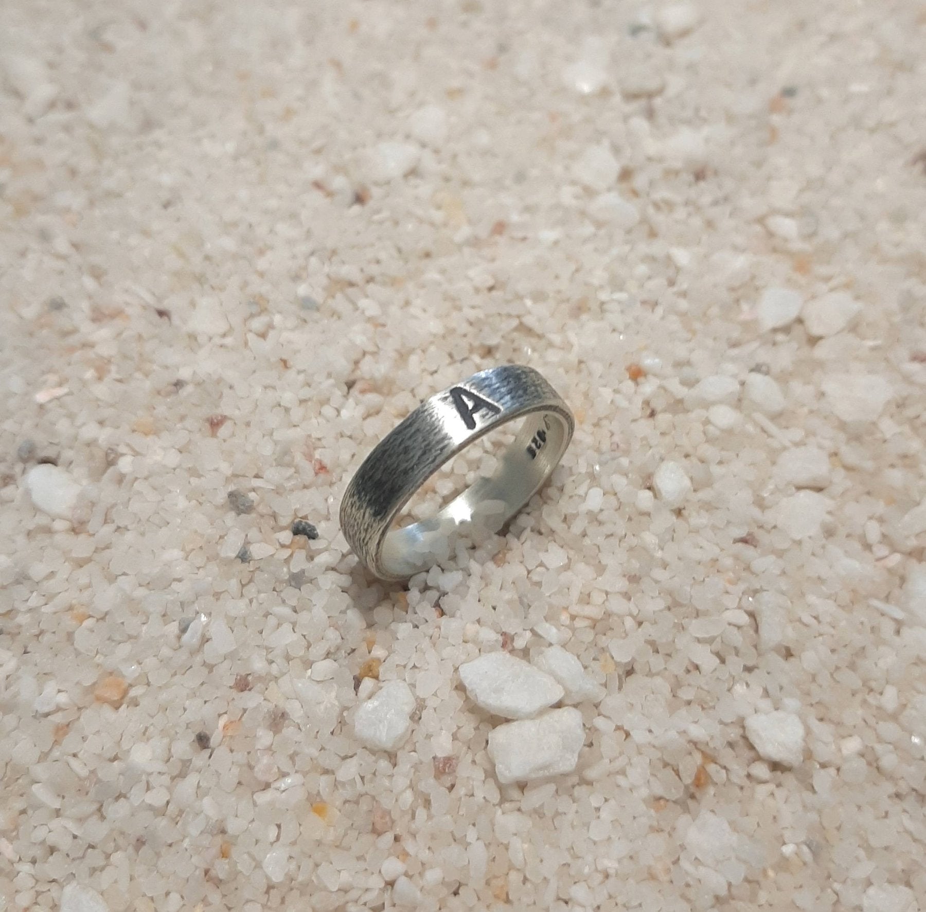 Bague monogramme en argent massif, bague lettre, bague initiale