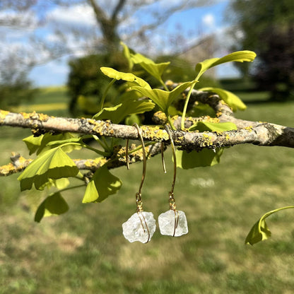 Boucles D'Oreilles en Argent 925 Doré et Cristal de Roche Itá