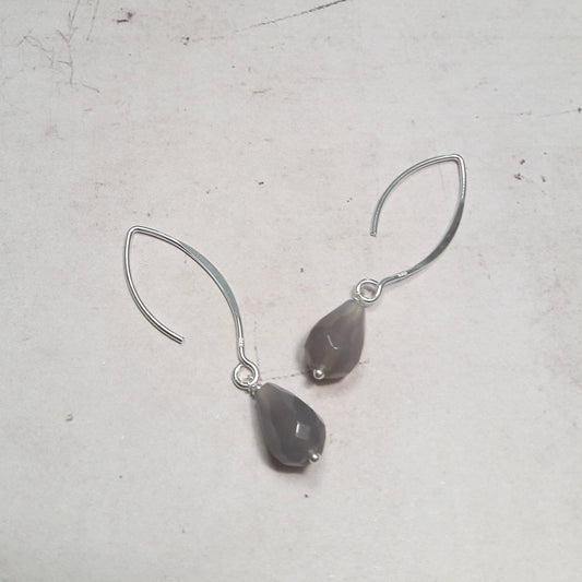 Boucles d'oreilles en agate grise naturelle et argent 925 éthique