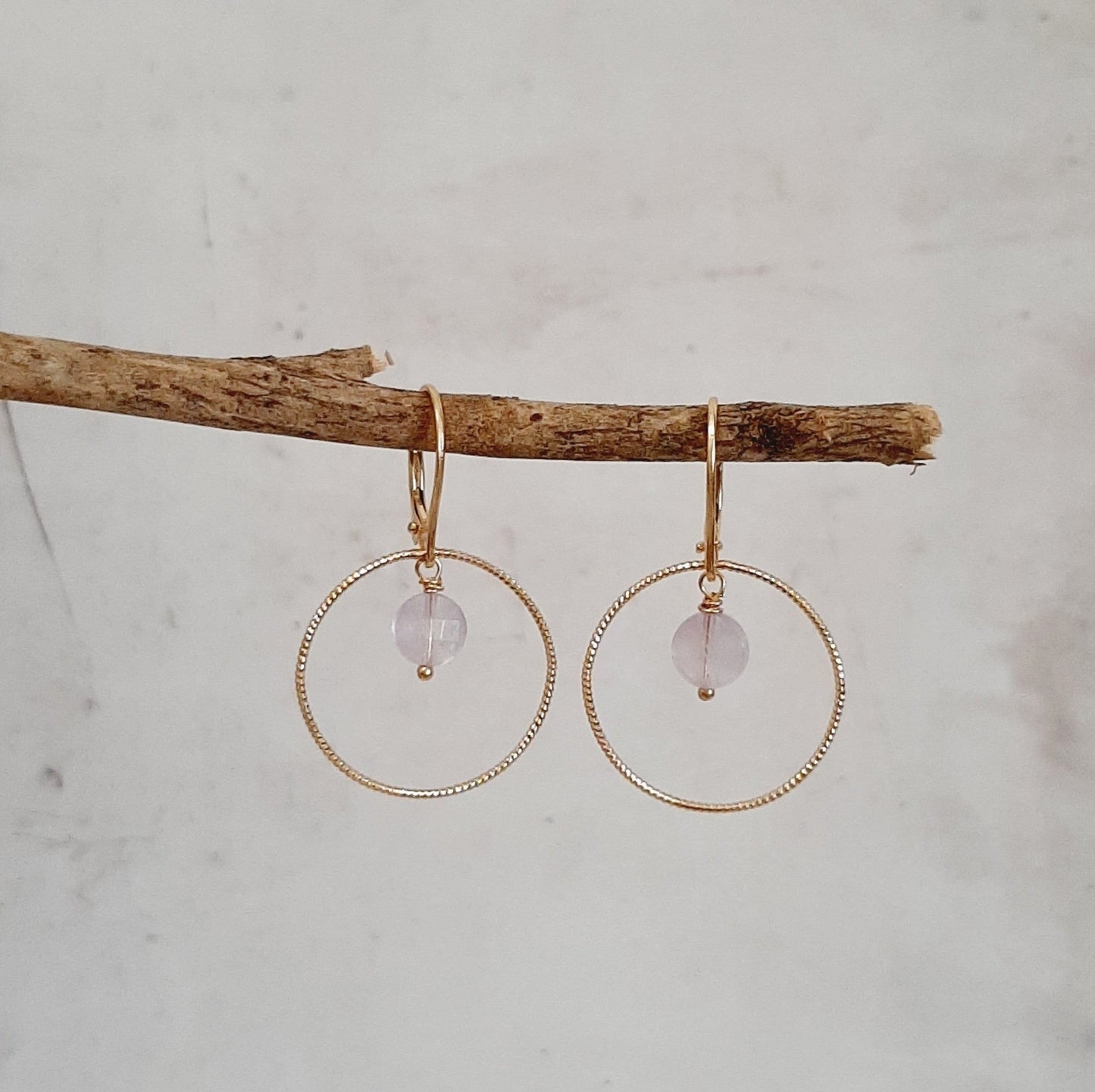 Boucles d'Oreilles en Argent 925 Doré et Améthyste