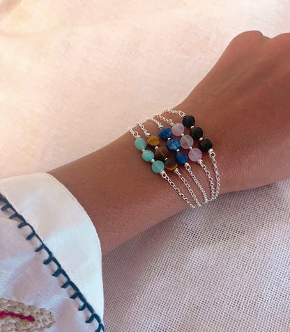 Bracelet en Amazonite Naturelle  - Bijou Éthique en Argent 925