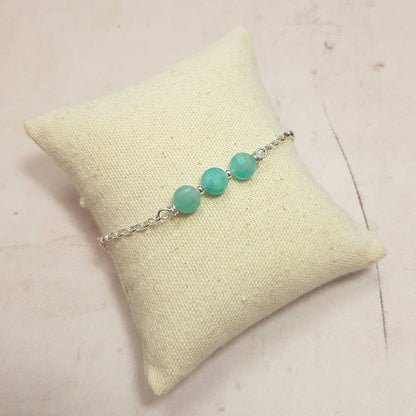 Bracelet en pierres naturelles d'amazonite et argent 925