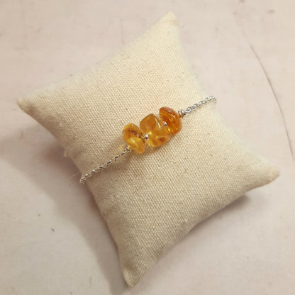 Coffret Boucles d'Oreilles et Bracelet en Argent 925 et Ambre