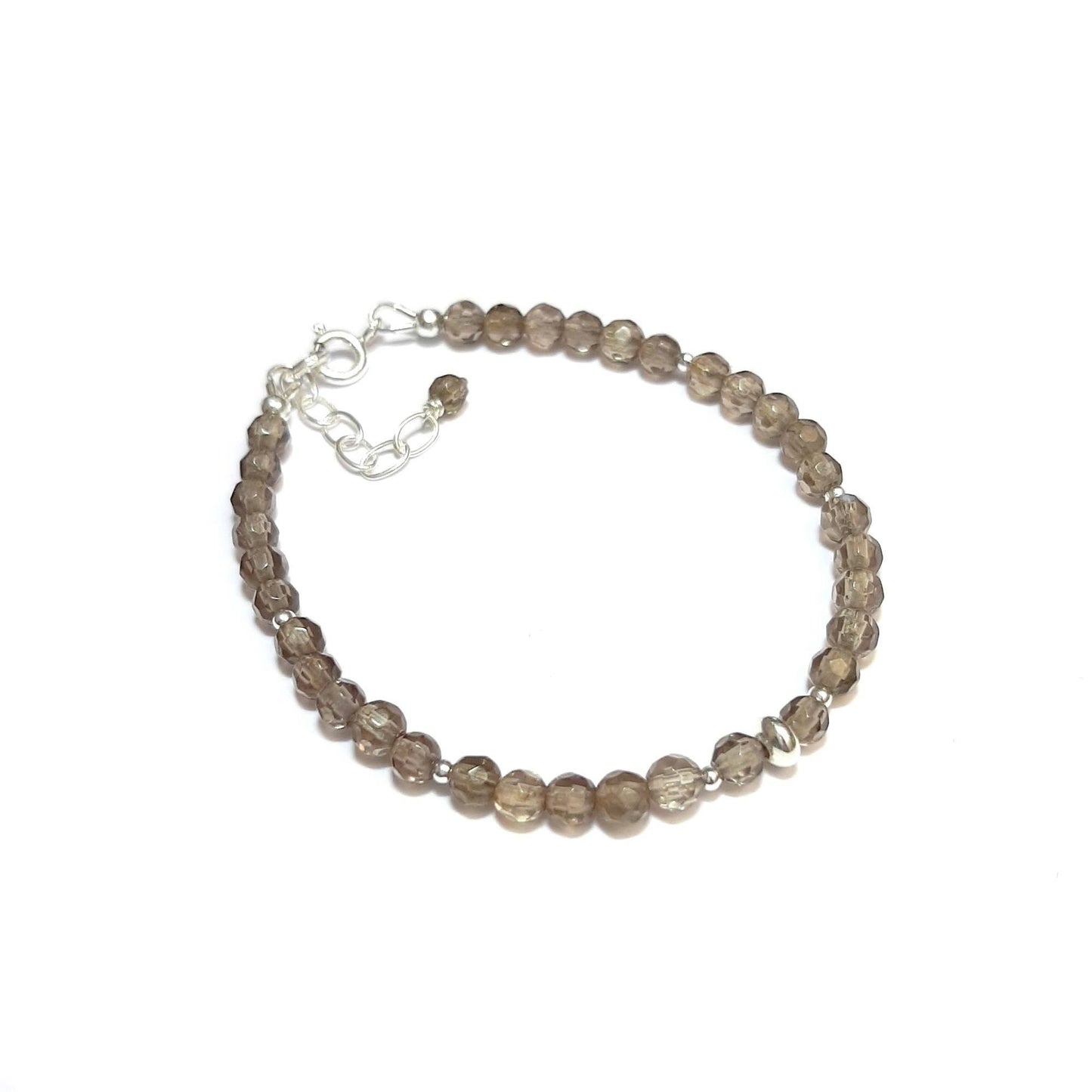 Bracelet en argent 925 et pierres naturelles de quartz fumé.