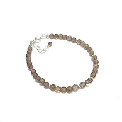 Bracelet en argent 925 et pierres naturelles de quartz fumé.