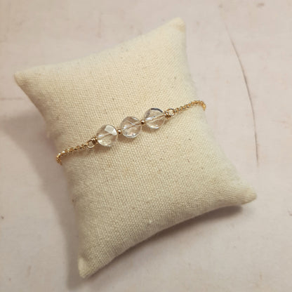 Coffret Boucles d'Oreilles et Bracelet en Argent 925 Doré et Cristal de Roche