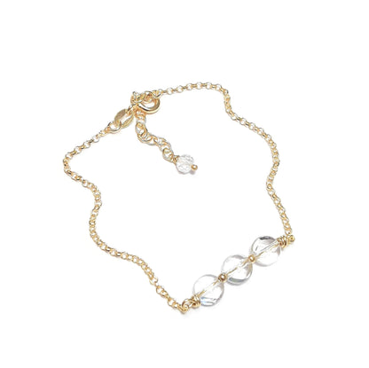 Bracelet en argent 925 doré et pierres naturelles de cristal de roche