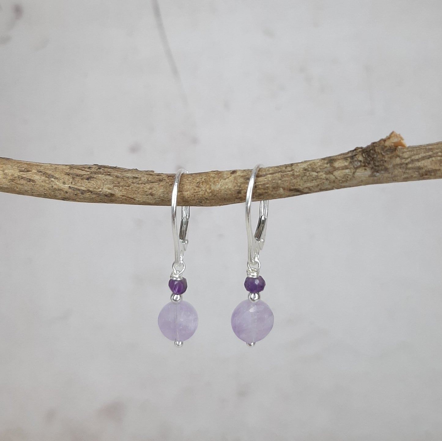 Coffret Boucles d'Oreilles et Bracelet en Argent 925 et Pierres Naturelles  Améthyste