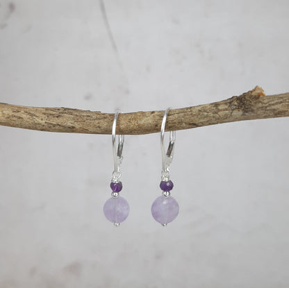 Coffret Boucles d'Oreilles et Bracelet en Argent 925 et Pierres Naturelles  Améthyste
