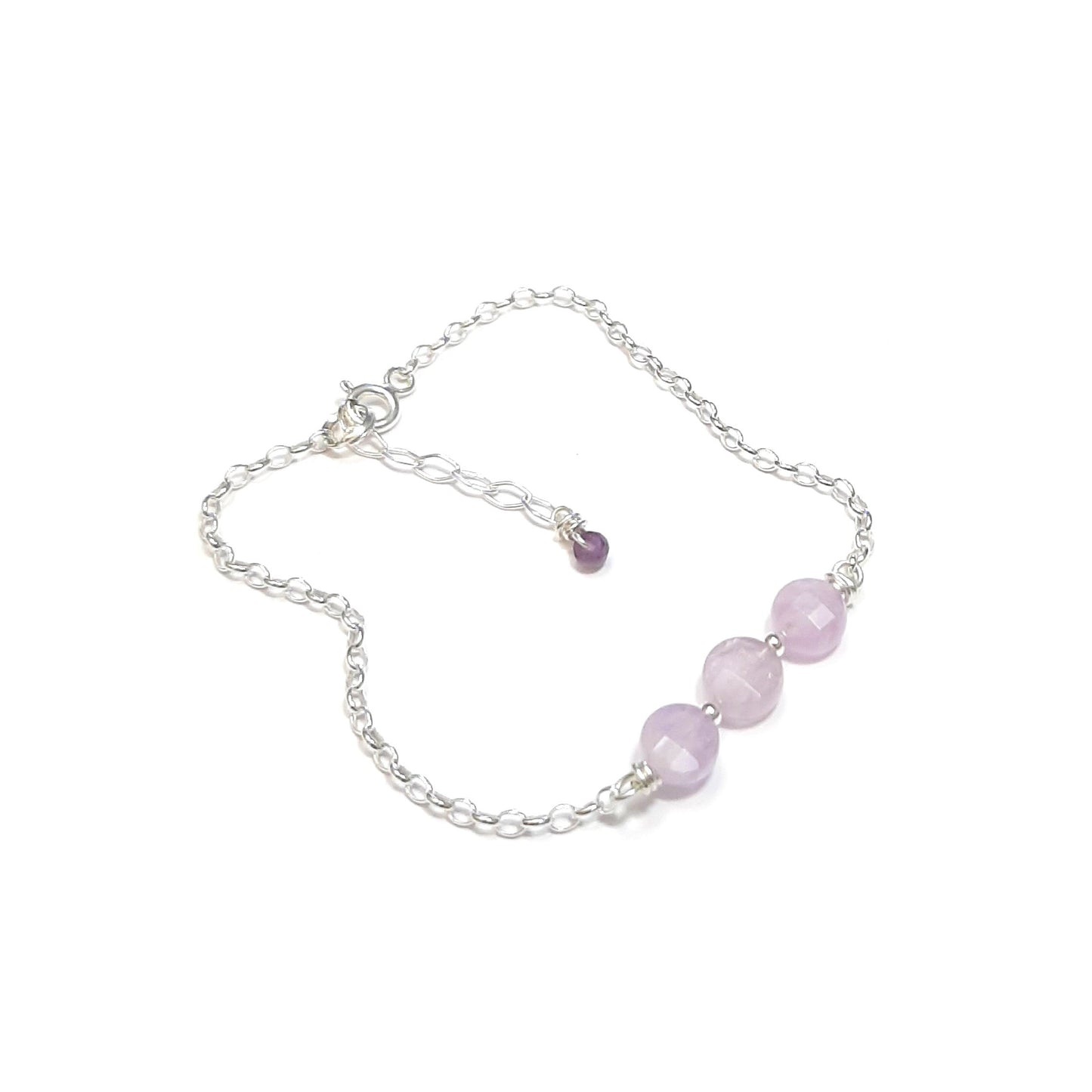Coffret Boucles d'Oreilles et Bracelet en Argent 925 et Pierres Naturelles  Améthyste