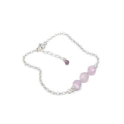 Coffret Boucles d'Oreilles et Bracelet en Argent 925 et Pierres Naturelles  Améthyste