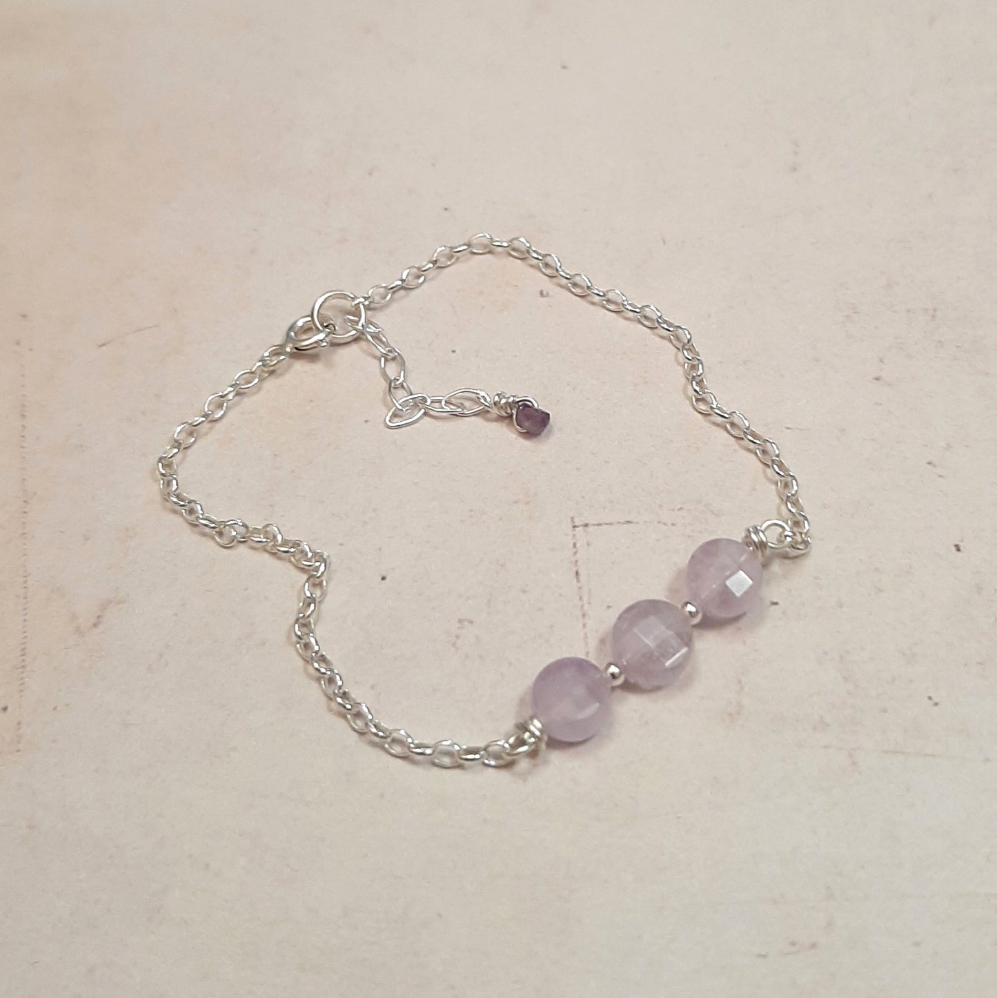 Coffret Boucles d'Oreilles et Bracelet en Argent 925 et Pierres Naturelles  Améthyste