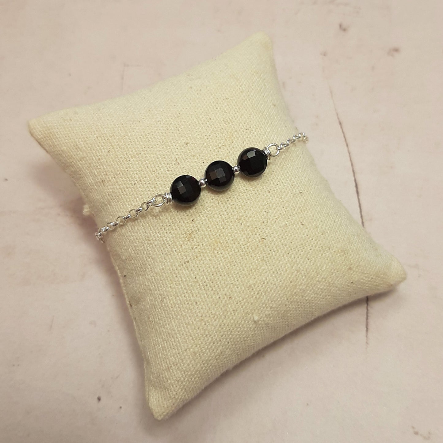 Coffret Boucles d'Oreilles et Bracelet en Argent 925 et Pierres Naturelles  Onyx