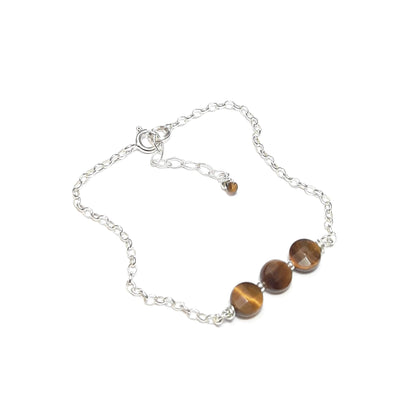 Coffret Boucles d'Oreilles et Bracelet en Argent 925 et Pierres Naturelles Œil de Tigre