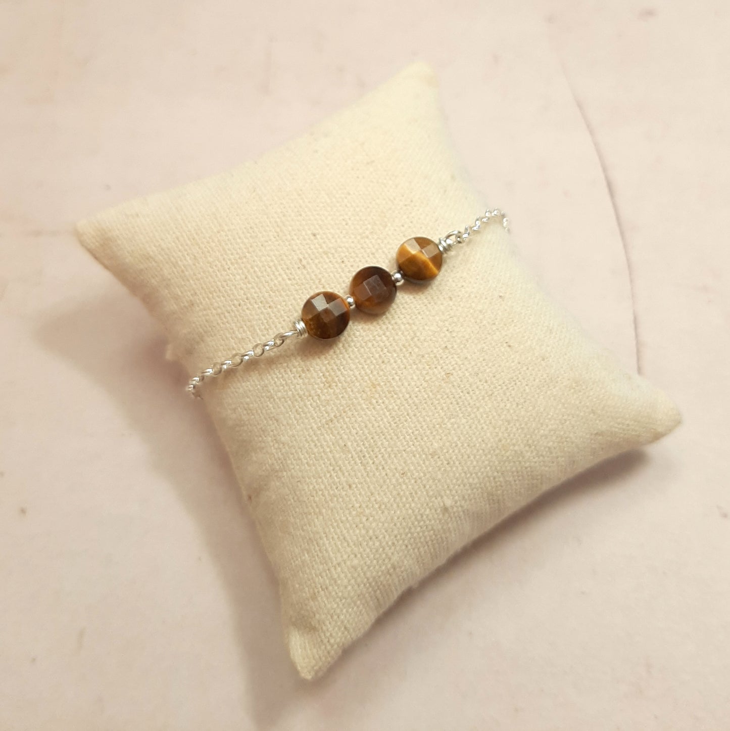Coffret Boucles d'Oreilles et Bracelet en Argent 925 et Pierres Naturelles Œil de Tigre