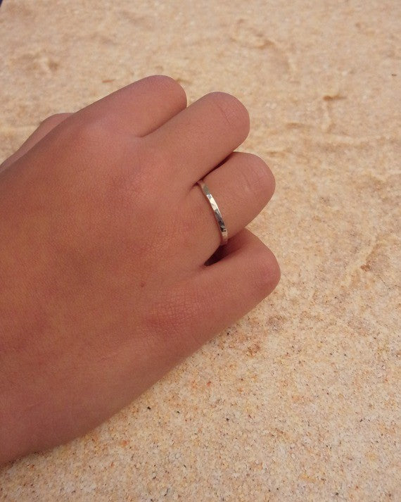 Bague fait main fille et femme en Argent Massif Martelé